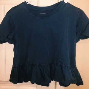 cropped navy blue blouse